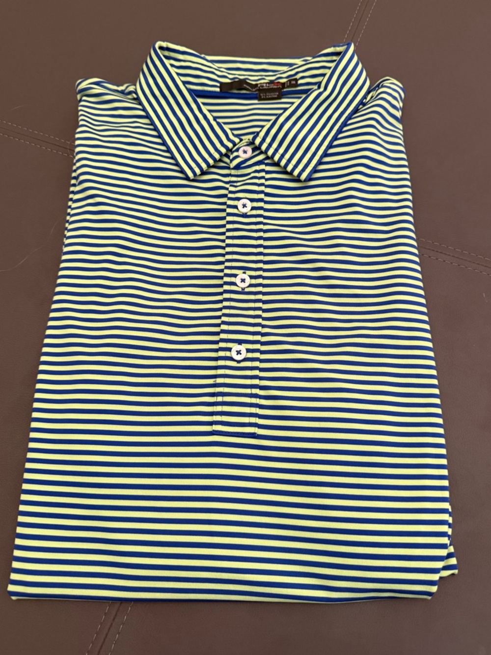 RLX Ralph Lauren Green and Blue Striped Polo XXL Men’s